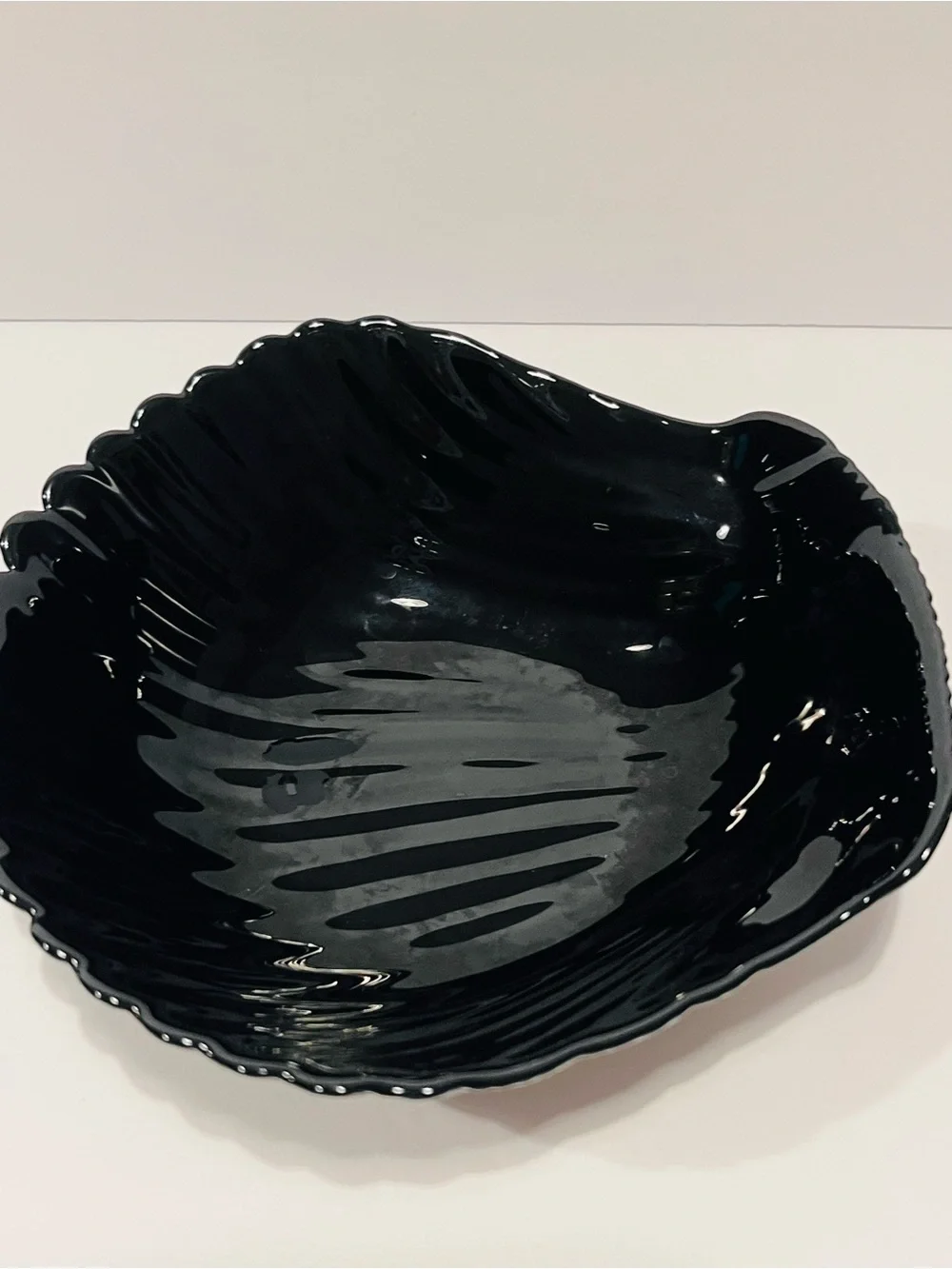Vintage Arcoroc Coquillage Black Glass Sea Shell Set of 7 Serving Bowls